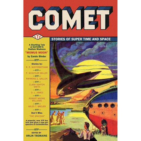 Comet: Bird Spaceship Black Modern Wood Framed Art Print with Double Matting by Retrosci-fi