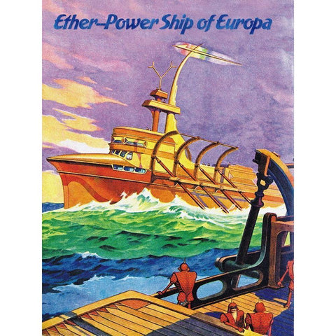 Ether-Powership of Europa White Modern Wood Framed Art Print by Retrosci-fi