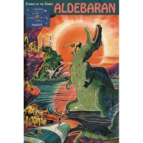 Retrosci-fi: Stories of the Stars...Aldebaran Gold Ornate Wood Framed Art Print with Double Matting by Paul, Frank R.