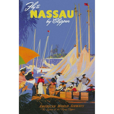 Fly to Nassau by Clipper Black Modern Wood Framed Art Print with Double Matting by Arenburg, Von