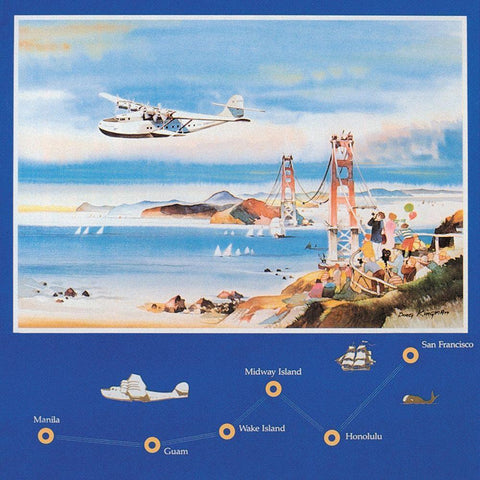 50th Anniversary of the China Clipper Black Ornate Wood Framed Art Print with Double Matting by Unknown