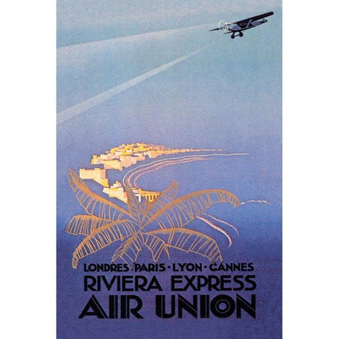 Riviera Express Air Union Gold Ornate Wood Framed Art Print with Double Matting by Maurus, E