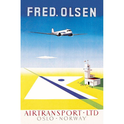 Fred. Olsen Airtransport Ltd. Oslo - Norway Gold Ornate Wood Framed Art Print with Double Matting by Unknown