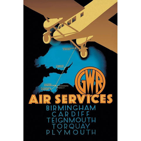 GWR Air Services Black Modern Wood Framed Art Print with Double Matting by Ralph