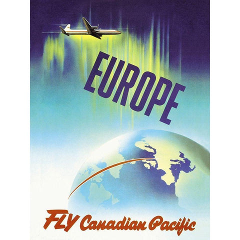 Europe - Fly Canadian Pacific Gold Ornate Wood Framed Art Print with Double Matting by Ewart, P.