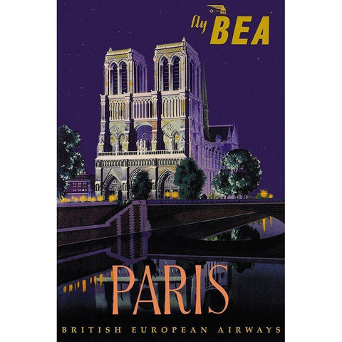 Fly BEA Paris White Modern Wood Framed Art Print by Padden, Daphne