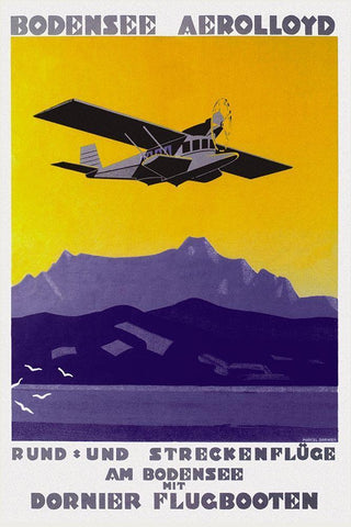 Bodensee Aerolloyd Flying Boat Tours White Modern Wood Framed Art Print with Double Matting by Dornier, Marcel