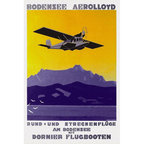 Bodensee Aerolloyd Flying Boat Tours White Modern Wood Framed Art Print by Dornier, Marcel