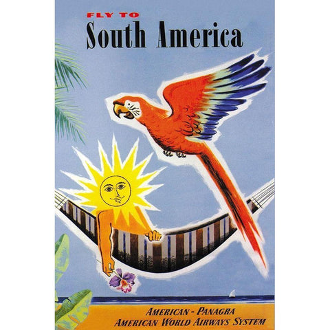 Fly to South America White Modern Wood Framed Art Print by Dubois, Jean