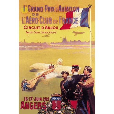 Grand Prix dAviation de LAero-Club de France Black Modern Wood Framed Art Print with Double Matting by Unknown