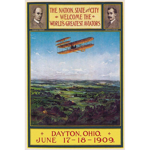 Dayton, Ohio Welcomes the Wright Brothers White Modern Wood Framed Art Print by Litho, Wlker