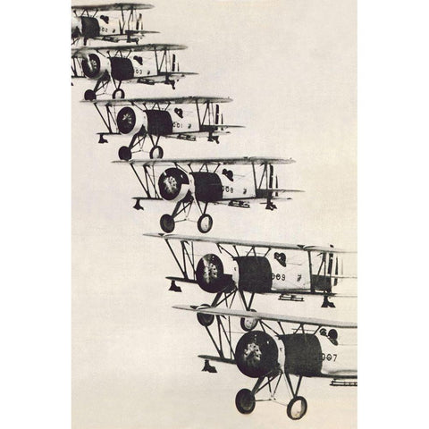 Flying in Formation White Modern Wood Framed Art Print by Unknown