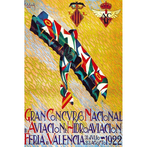 Gran Concurso Nacional de Aviacion y Hidroaviacion Gold Ornate Wood Framed Art Print with Double Matting by Abad