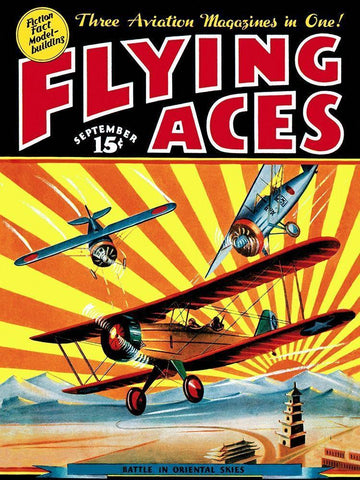 Flying Aces over the Rising Sun Black Ornate Wood Framed Art Print with Double Matting by Mayshark, C.B.