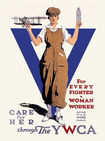 United War Work Campaign White Modern Wood Framed Art Print with Double Matting by Treidler, Adolph