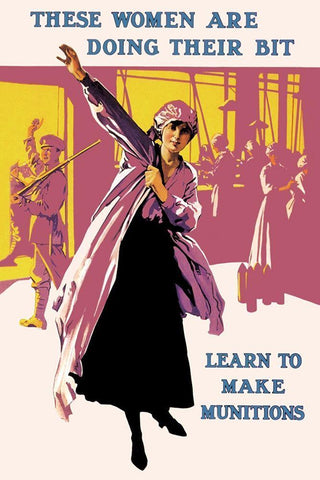 These Women Are Doing Their Bit: Learn to Make Munitions White Modern Wood Framed Art Print with Double Matting by Unknown