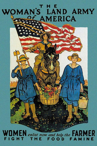 The Womans Land Army of America, 1918 White Modern Wood Framed Art Print with Double Matting by Paus, Herbert A.