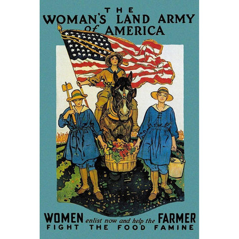 The Womans Land Army of America, 1918 Black Modern Wood Framed Art Print by Paus, Herbert A.