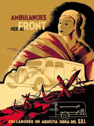 Ambulancies per al Front White Modern Wood Framed Art Print with Double Matting by Fontsere
