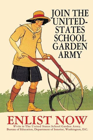 Join the United States School Garden Army Black Ornate Wood Framed Art Print with Double Matting by Penfield, Edward
