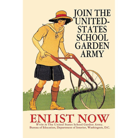 Join the United States School Garden Army White Modern Wood Framed Art Print by Penfield, Edward