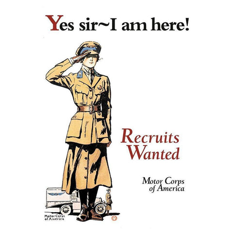 Recruits Wanted: Motor Corps of America Black Modern Wood Framed Art Print by Penfield, Edward