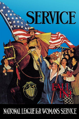 National League for Womans Service Black Ornate Wood Framed Art Print with Double Matting by Patterson