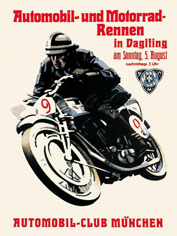 Automobile and Motorcycle Race - Munich Black Ornate Wood Framed Art Print with Double Matting by Unknown