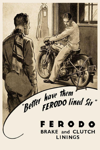 Ferodo Brake and Clutch Linings Black Ornate Wood Framed Art Print with Double Matting by Unknown