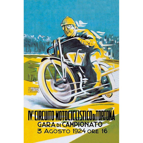 4th Motorcycle Circuit of Tortona White Modern Wood Framed Art Print by Unknown