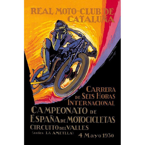 Real Motor Club of Cataluna - 6 Hour Race Black Modern Wood Framed Art Print with Double Matting by Segrelles, Josep