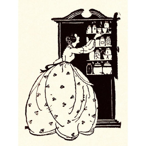 Homemaker Pulls China From Vitrine White Modern Wood Framed Art Print by Parrish, Maxfield