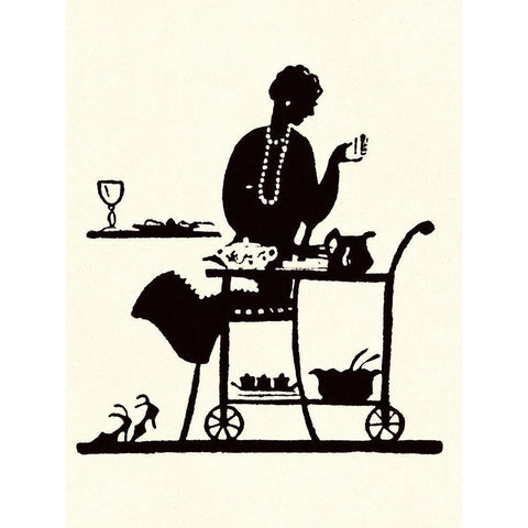 Homemaker Takes Items From a Serving Cart Black Modern Wood Framed Art Print with Double Matting by Parrish, Maxfield