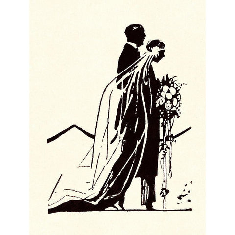 Couple Side by Side Moving Toward a Wedding Ceremony Black Modern Wood Framed Art Print with Double Matting by Parrish, Maxfield