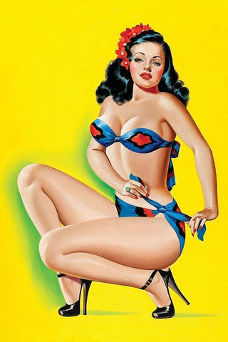 Beauty Parade Magazine: Pinup in a Bikini White Modern Wood Framed Art Print with Double Matting by Driben, Peter