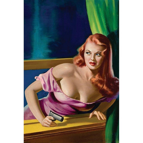 Detective Yearbook Magazine: Catching the Thief Black Modern Wood Framed Art Print with Double Matting by Driben, Peter