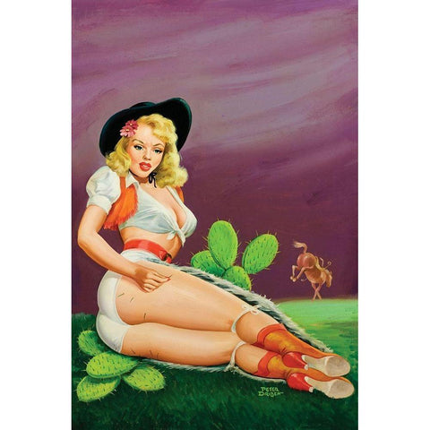 Flirt Magazine: Fallin on the Cactus Gold Ornate Wood Framed Art Print with Double Matting by Driben, Peter