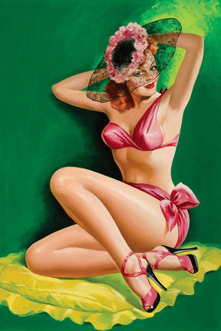 Flirt Magazine: Pinup with Hat White Modern Wood Framed Art Print with Double Matting by Driben, Peter