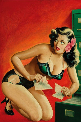 Special Detective Pulp Cover: Evidence Black Ornate Wood Framed Art Print with Double Matting by Driben, Peter