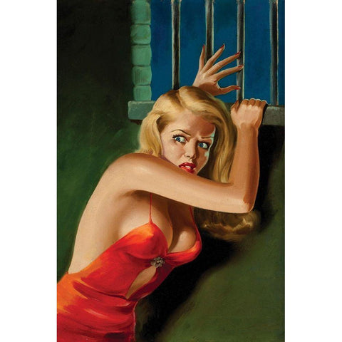 The Prisoner - Pulp Cover Black Modern Wood Framed Art Print with Double Matting by Driben, Peter