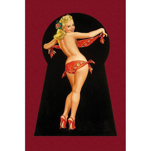 Whisper Magazine: Keyhole Pinup with Bandana White Modern Wood Framed Art Print by Driben, Peter