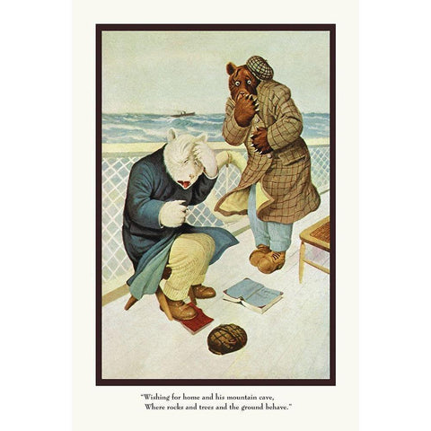 Teddy Roosevelts Bears: Teddy B and Teddy G Are Seasick Gold Ornate Wood Framed Art Print with Double Matting by Culver, R.K.