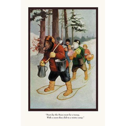 Teddy Roosevelts Bears: The Snow-Shoe Club White Modern Wood Framed Art Print by Culver, R.K.