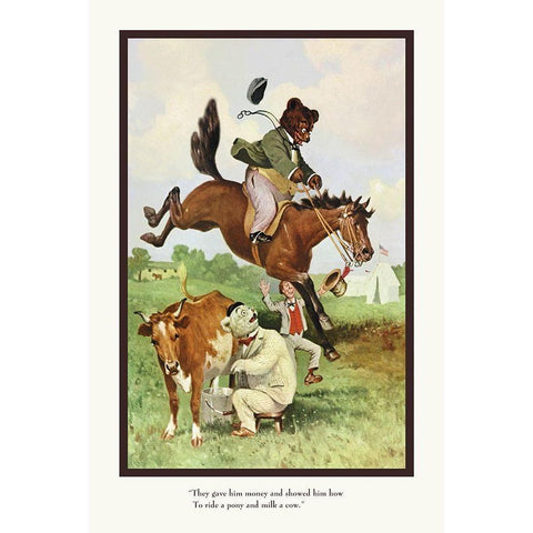 Teddy Roosevelts Bears: Teddy B and Teddy G on the Farm Black Modern Wood Framed Art Print with Double Matting by Culver, R.K.