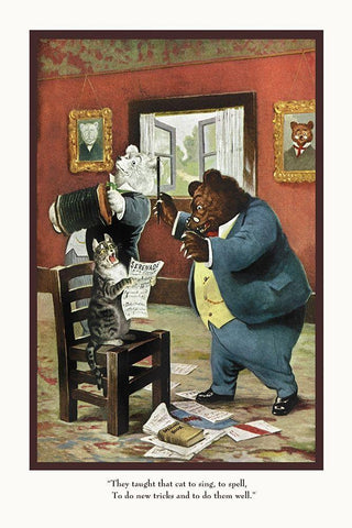 Teddy Roosevelts Bears: That Cat Black Ornate Wood Framed Art Print with Double Matting by Culver, R.K.