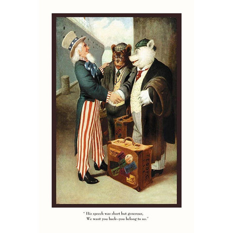 Teddy Roosevelts Bears: You Belong to Us White Modern Wood Framed Art Print by Culver, R.K.