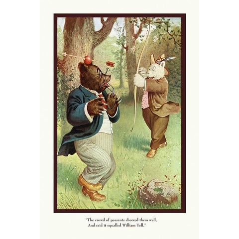 Teddy Roosevelts Bears: William Tell Gold Ornate Wood Framed Art Print with Double Matting by Culver, R.K.