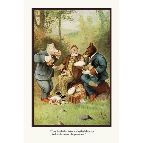 Teddy Roosevelts Bears: Teddy B and Teddy G at a Picnic Gold Ornate Wood Framed Art Print with Double Matting by Culver, R.K.