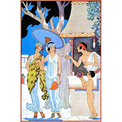 Ancient Greece Black Modern Wood Framed Art Print by Barbier, Georges