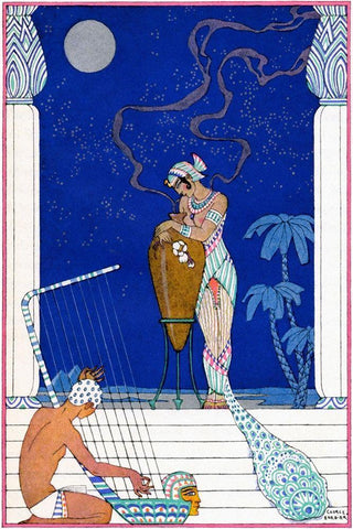 Egypt White Modern Wood Framed Art Print with Double Matting by Barbier, Georges